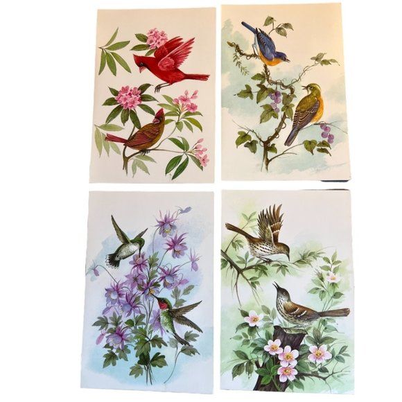 Vtg GREETING CARDS "Winged Beauties" Watercolor Birds Embossed Full Set Ephemera - Picture 2 of 15